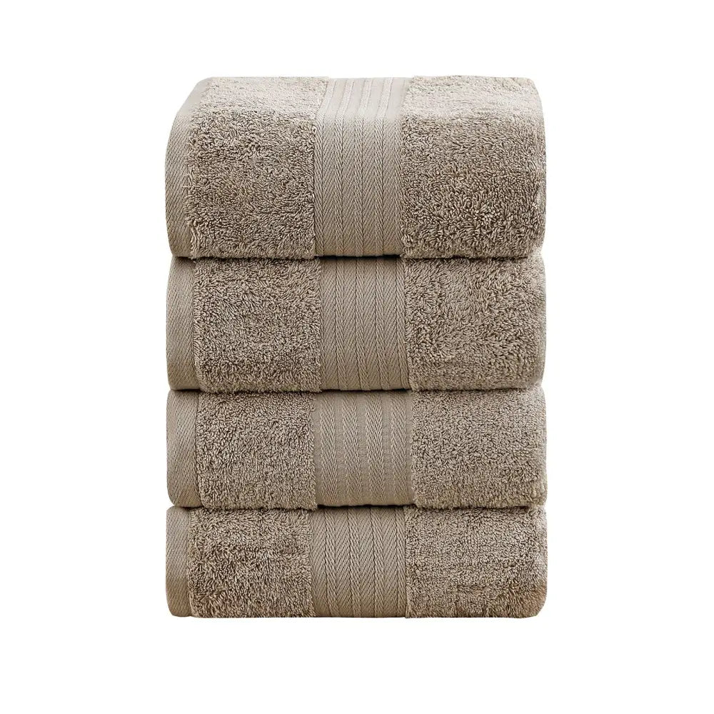 Linenland 4 Piece Cotton Bath Towels Set - Sandstone - Home & Garden > Bathroom Accessories