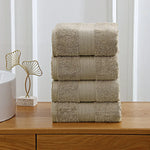Linenland 4 Piece Cotton Bath Towels Set - Sandstone - Home & Garden > Bathroom Accessories