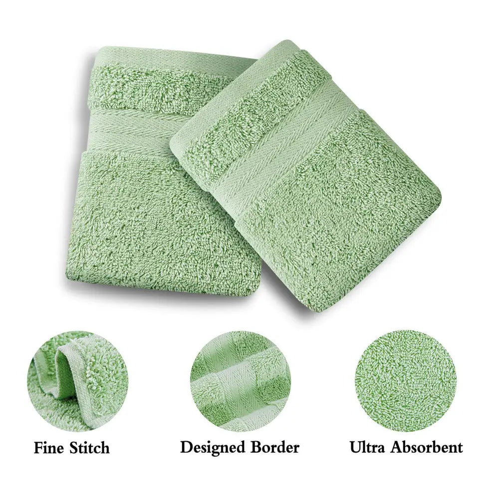 Linenland Bath Towel 4 Piece Cotton Hand Towels Set - Sage Green - Home & Garden > Bathroom Accessories
