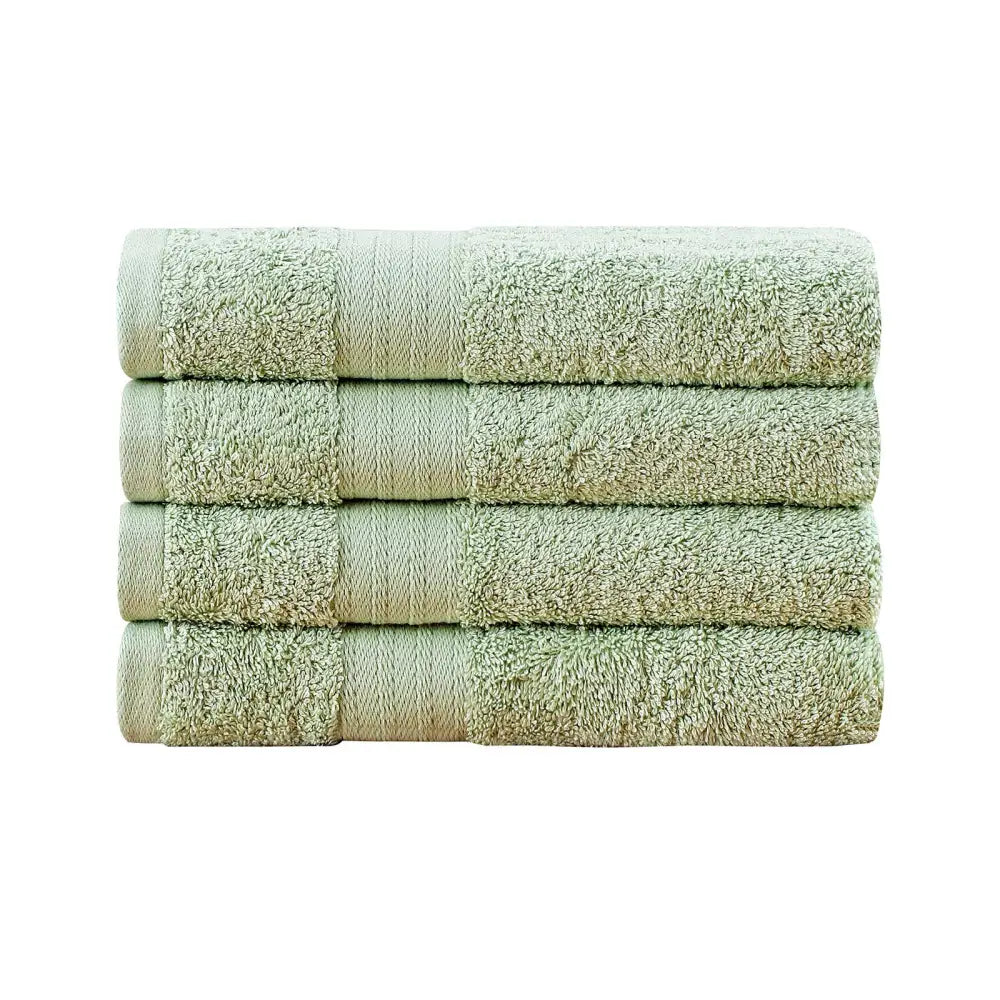 Linenland Bath Towel 4 Piece Cotton Hand Towels Set - Sage Green - Home & Garden > Bathroom Accessories