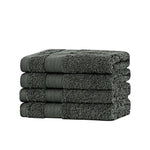 Linenland Bath Towel Set - 4 Piece Cotton Washcloths - Charcoal - Home & Garden > Bathroom Accessories