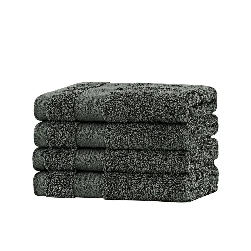 Linenland Bath Towel Set - 4 Piece Cotton Washcloths - Charcoal - Home & Garden > Bathroom Accessories