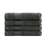 Linenland Bath Towel Set - 4 Piece Cotton Washcloths - Charcoal - Home & Garden > Bathroom Accessories