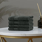 Linenland Bath Towel Set - 4 Piece Cotton Washcloths - Charcoal - Home & Garden > Bathroom Accessories