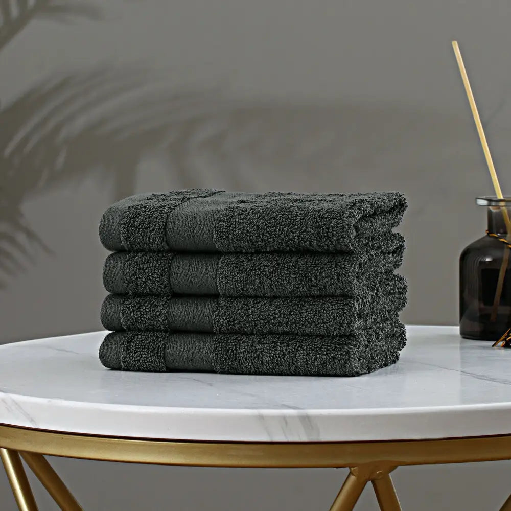 Linenland Bath Towel Set - 4 Piece Cotton Washcloths - Charcoal - Home & Garden > Bathroom Accessories