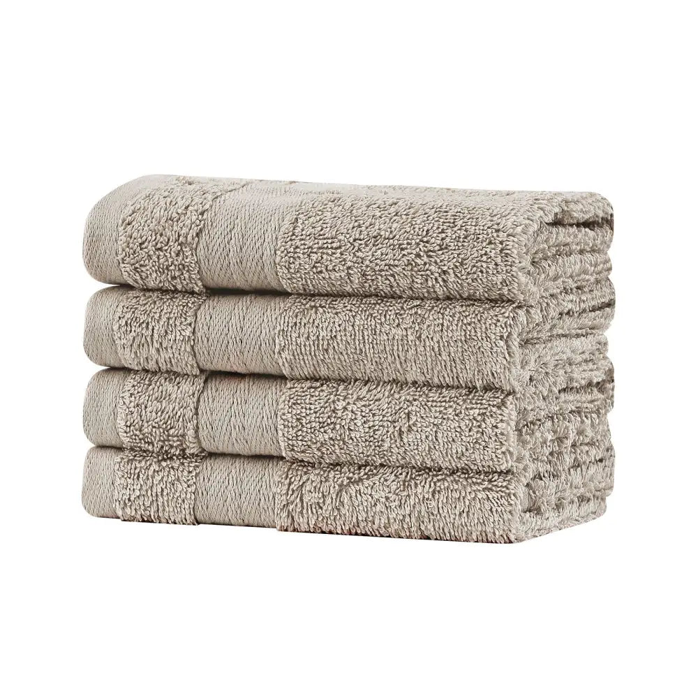 Linenland Bath Towel Set - 4 Piece Cotton Washcloths - Sandstone - Home & Garden > Bathroom Accessories