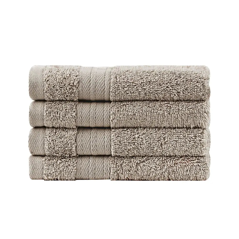 Linenland Bath Towel Set - 4 Piece Cotton Washcloths - Sandstone - Home & Garden > Bathroom Accessories