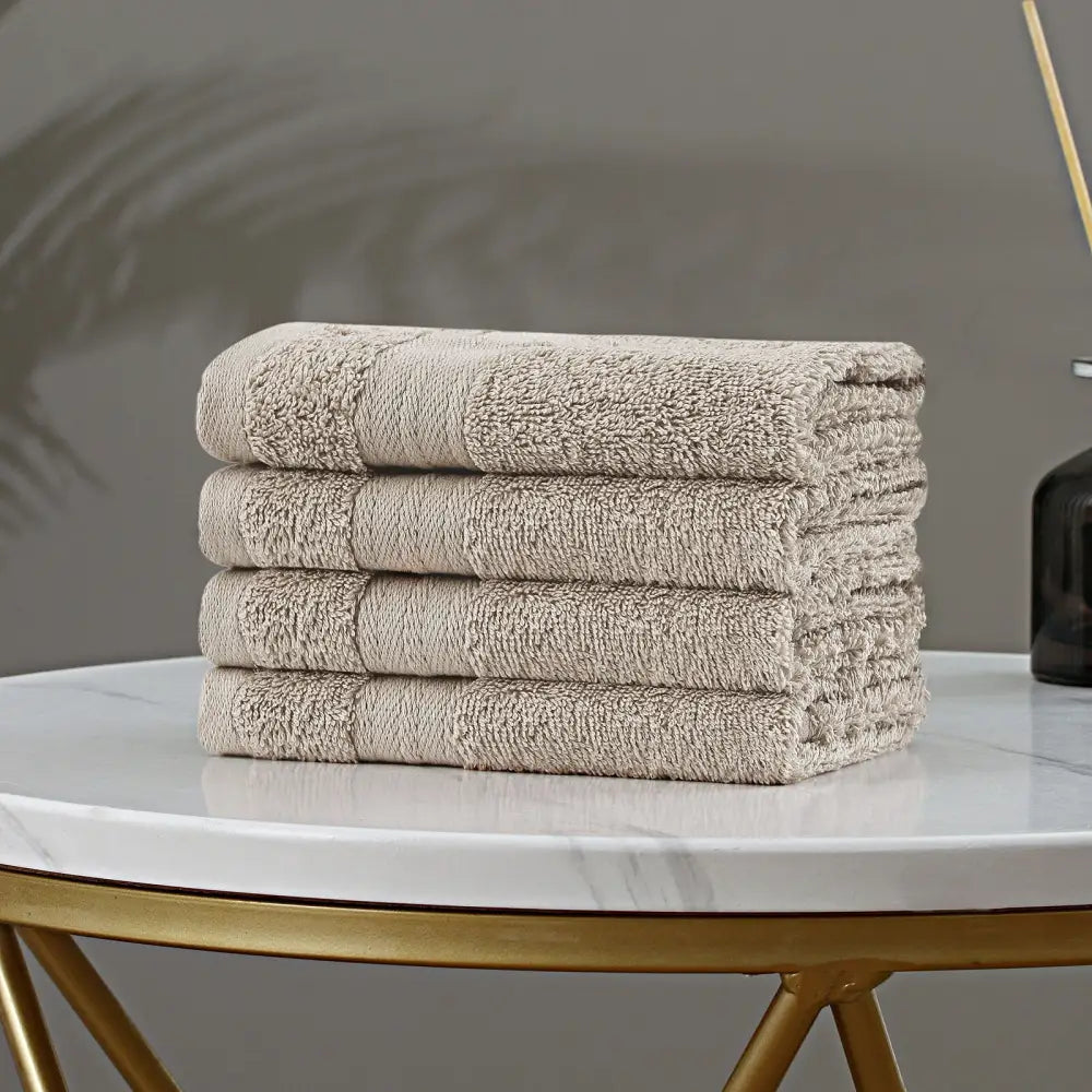Linenland Bath Towel Set - 4 Piece Cotton Washcloths - Sandstone - Home & Garden > Bathroom Accessories
