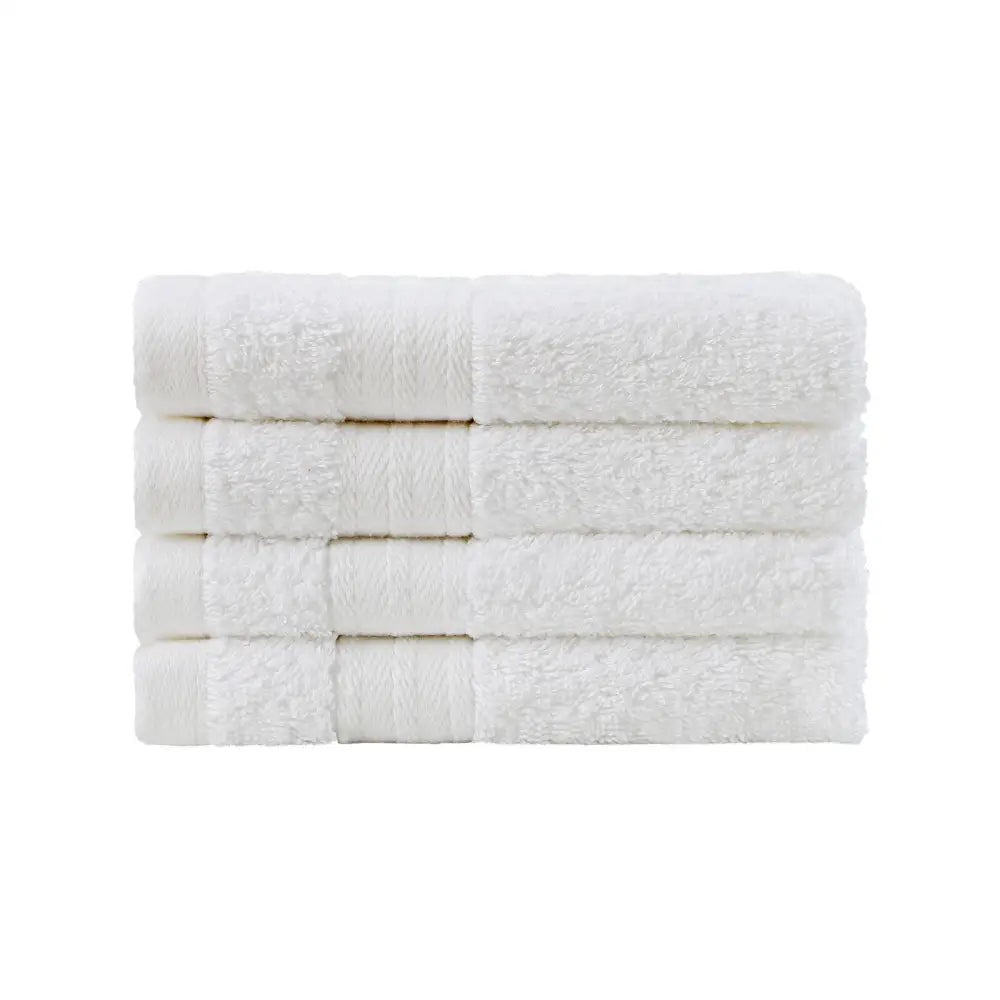 Linenland Bath Towel Set - 4 Piece Cotton Washcloths - White - Home & Garden > Bathroom Accessories