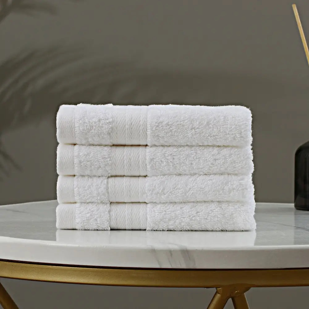 Linenland Bath Towel Set - 4 Piece Cotton Washcloths - White - Home & Garden > Bathroom Accessories