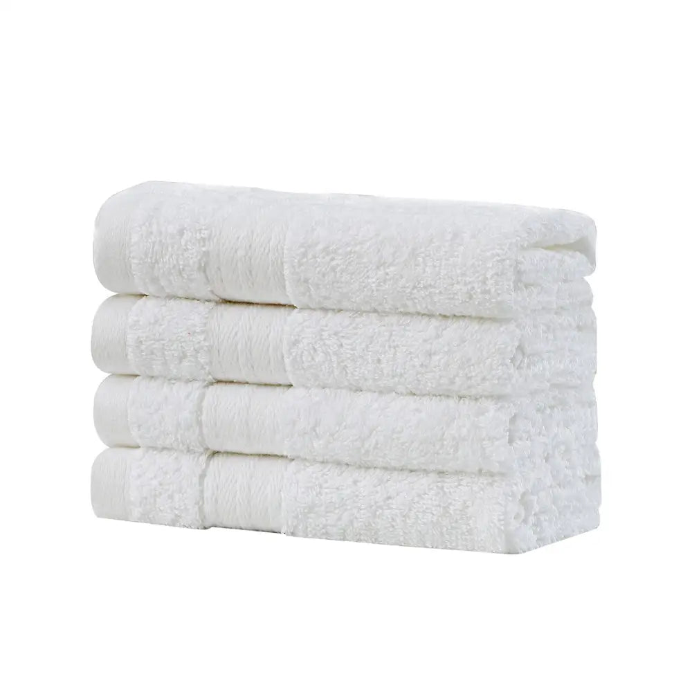 Linenland Bath Towel Set - 4 Piece Cotton Washcloths - White - Home & Garden > Bathroom Accessories