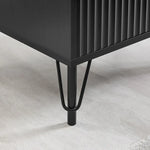 Lisa Wavy Fluted Bedside Table in Black - Furniture > Bedroom > Bedside Tables