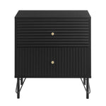 Lisa Wavy Fluted Bedside Table in Black - Furniture > Bedroom > Bedside Tables