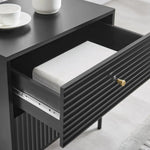 Lisa Wavy Fluted Bedside Table in Black - Furniture > Bedroom > Bedside Tables