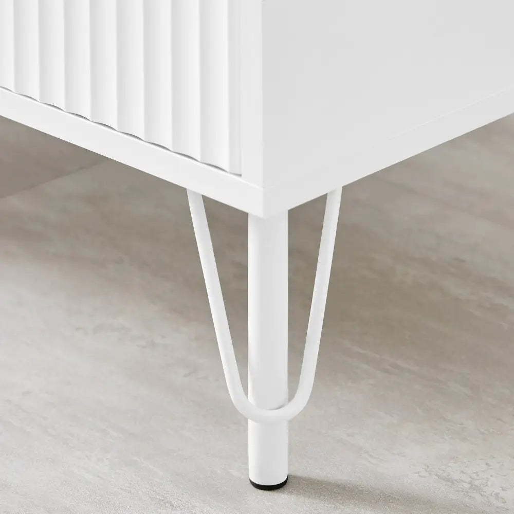 Lisa Wavy Fluted Bedside Table in White - Furniture > Bedroom > Bedside Tables