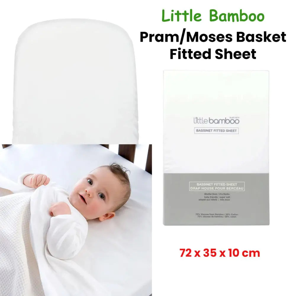 Little Bamboo Fitted Sheet Pram/Moses Basket 72x35x10cm - Home & Garden > Bedding