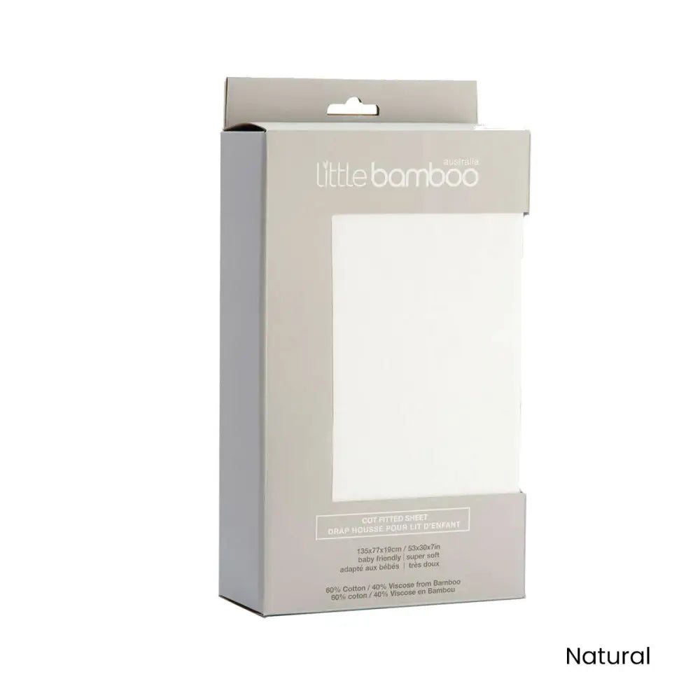 Little Bamboo Jersey Fitted Sheet Cot Size Natural - Home & Garden > Bedding