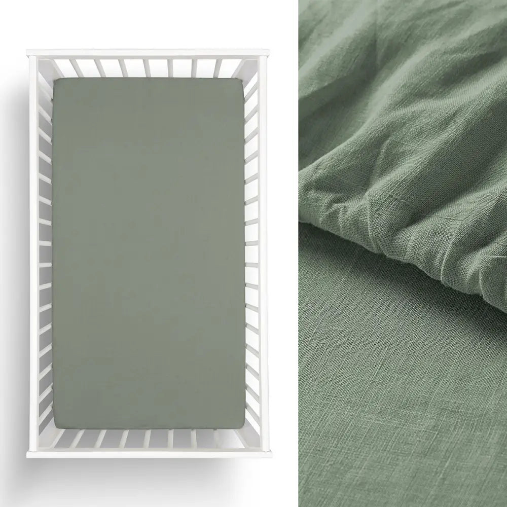 Little Gem 1 Pc Olive Hemp Cot Fitted Sheet - Home & Garden > Bedding