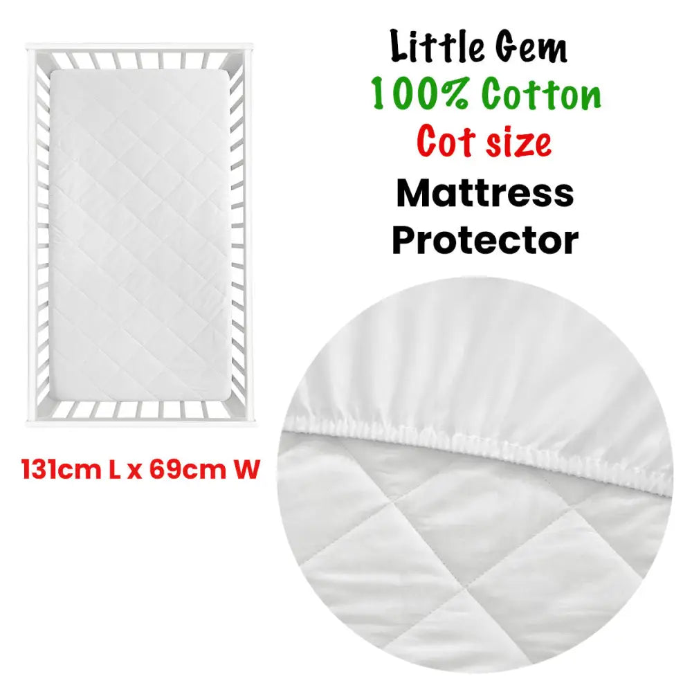 Little Gem 100% Cotton Cot Mattress Protector - Home & Garden > Bedding