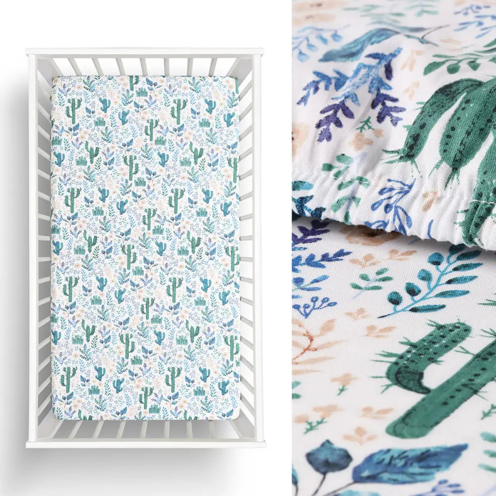 Little Gem Cactus Cotton Cot Fitted Sheet - Home & Garden > Bedding