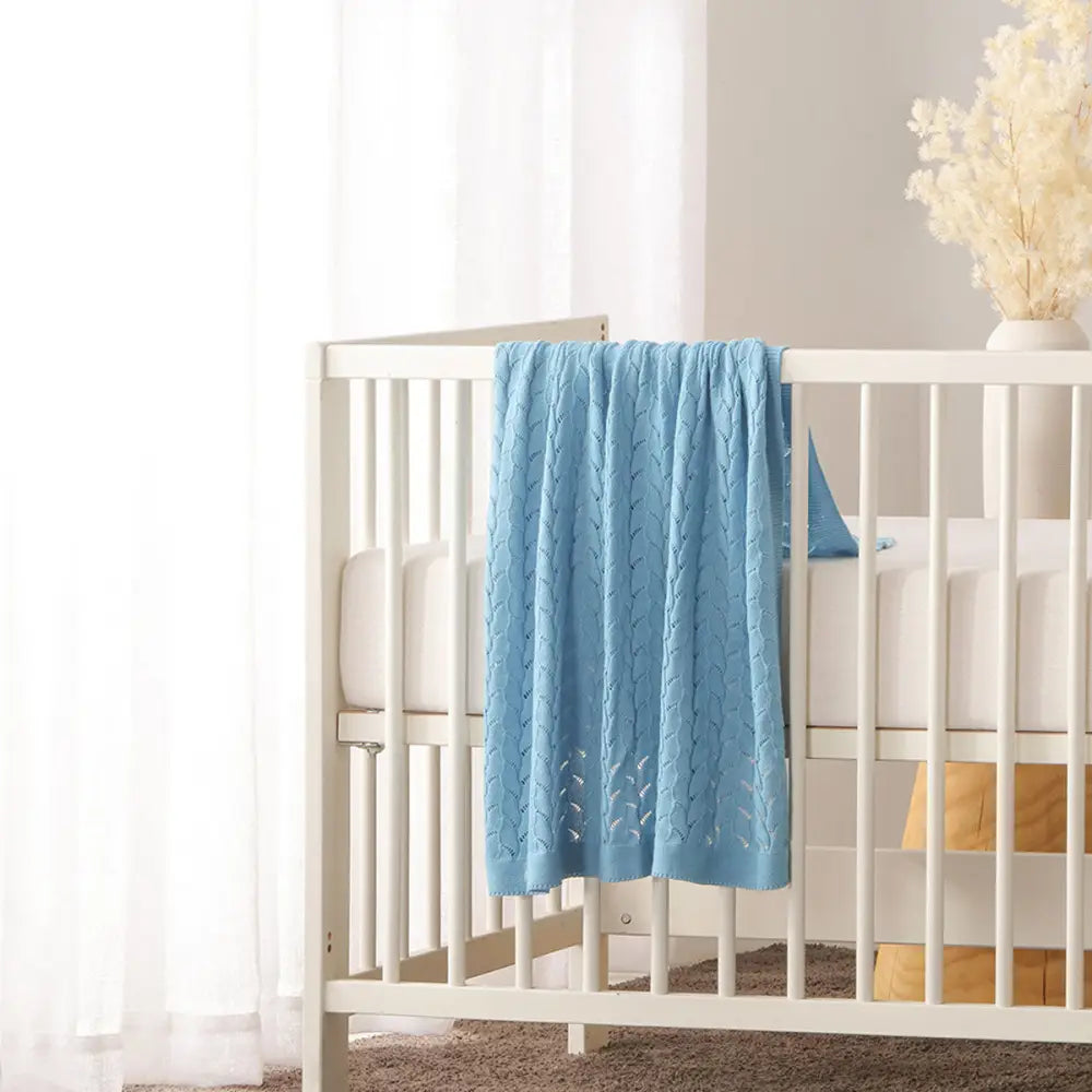 Little Gem Lyla Blue Cotton Baby Blanket 75 x 100 cm - Home & Garden > Bedding