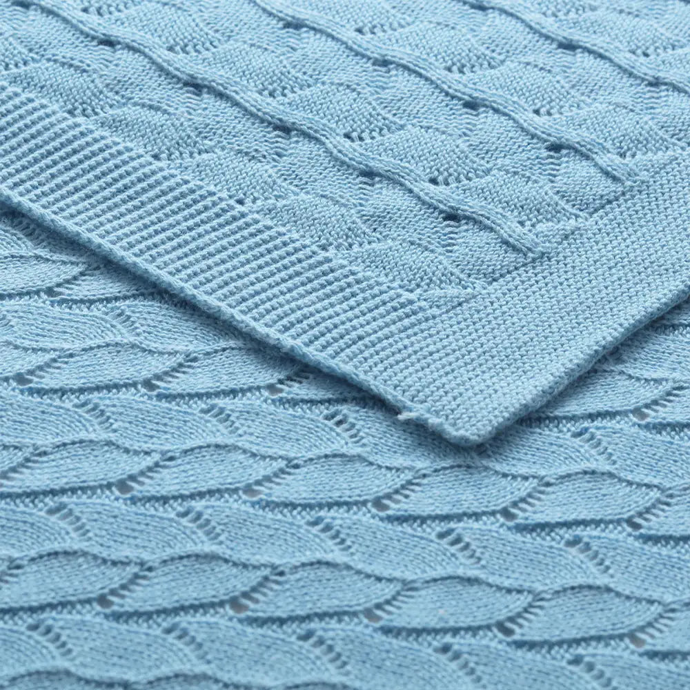 Little Gem Lyla Blue Cotton Baby Blanket 75 x 100 cm - Home & Garden > Bedding