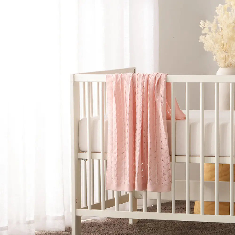 Little Gem Lyla Blush Cotton Baby Blanket 75 x 100 cm - Home & Garden > Bedding