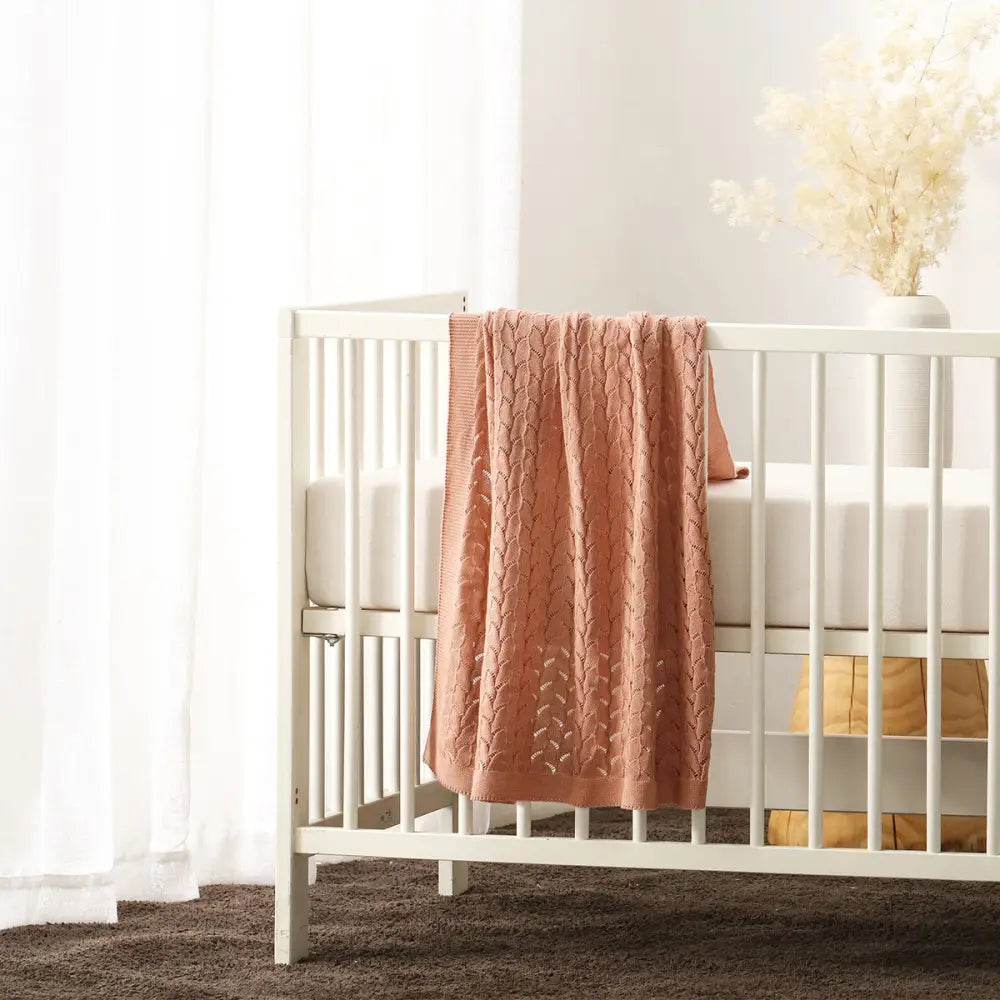 Little Gem Lyla Dusty Pink Cotton Baby Blanket 75 x 100 cm - Home & Garden > Bedding