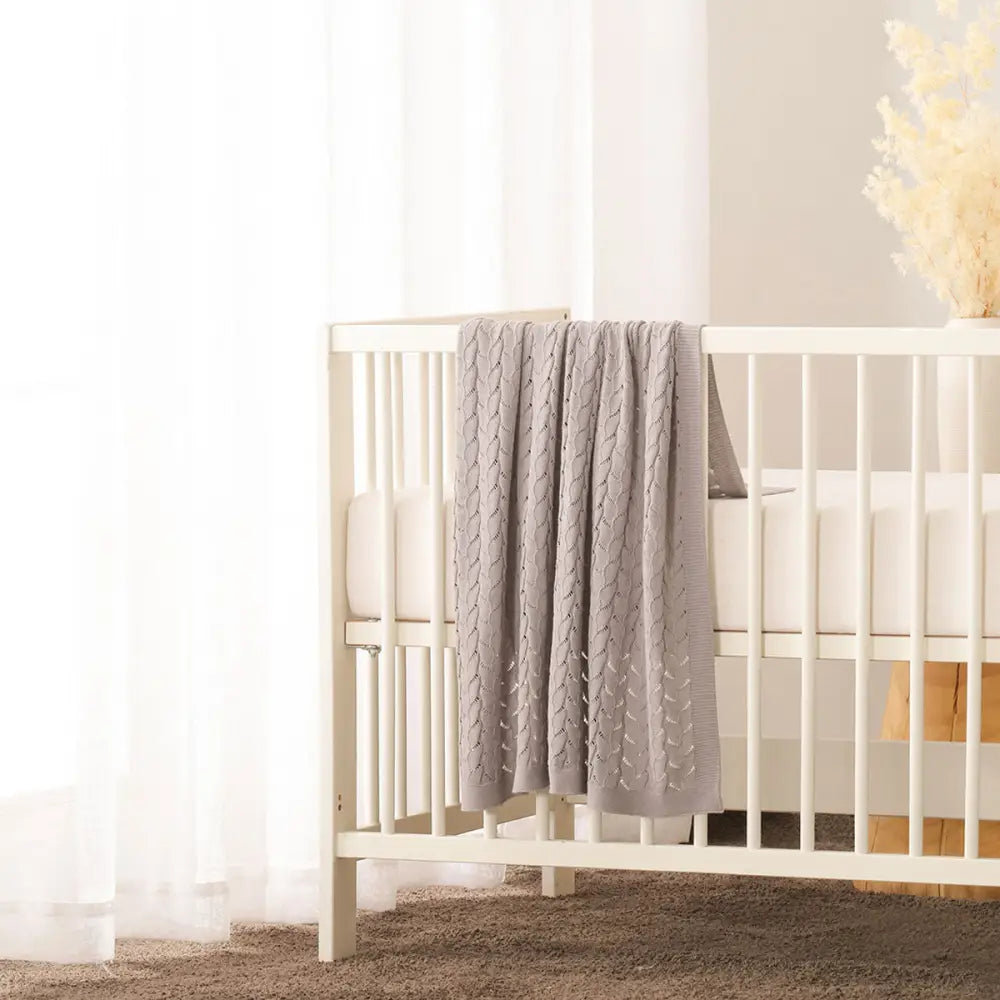 Little Gem Lyla Grey Cotton Baby Blanket 75 x 100 cm - Home & Garden > Bedding
