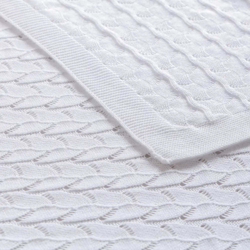 Little Gem Lyla White Cotton Baby Blanket 75 x 100 cm - Home & Garden > Bedding