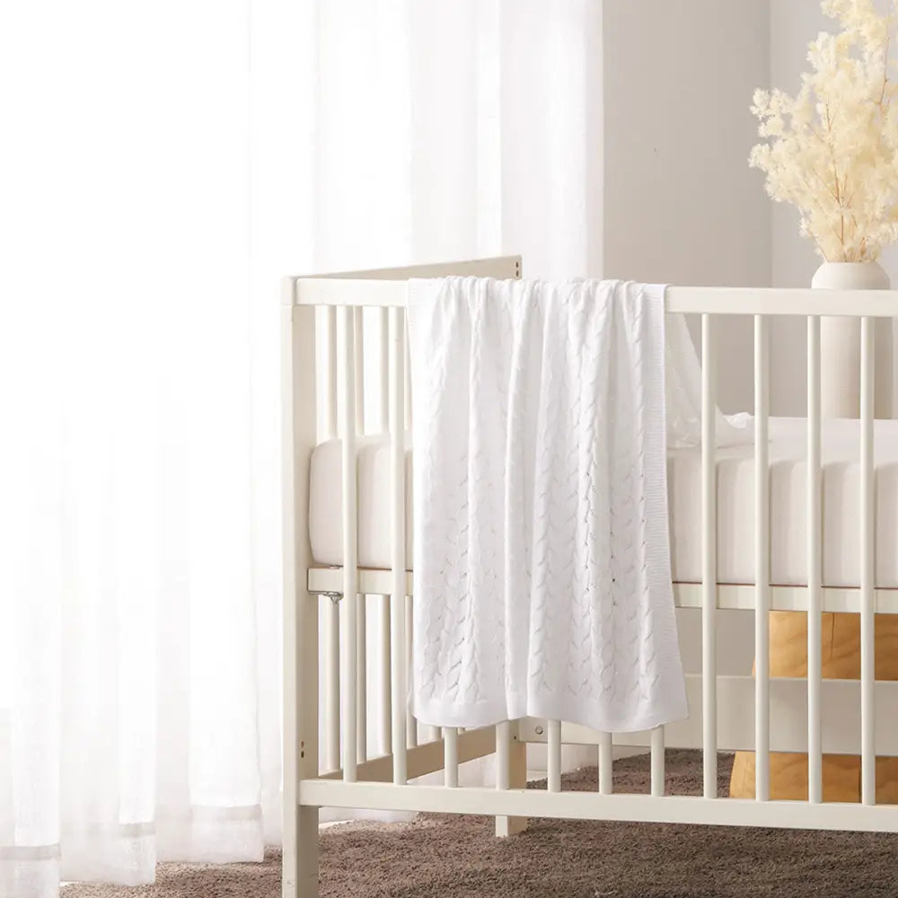Little Gem Lyla White Cotton Baby Blanket 75 x 100 cm - Home & Garden > Bedding