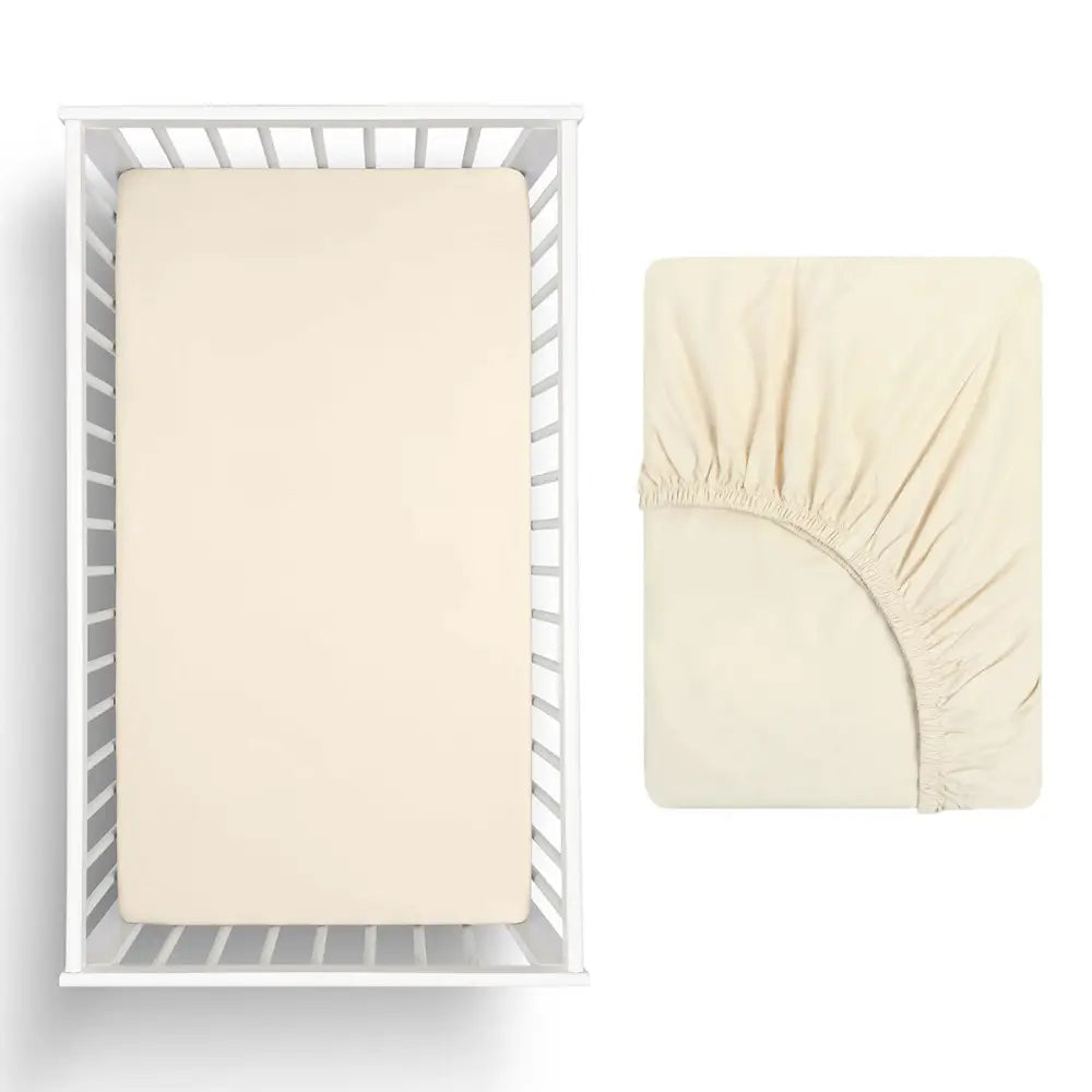 Little Gem Sand Eucalyptus Cotton Cot Fitted Sheet - Home & Garden > Bedding