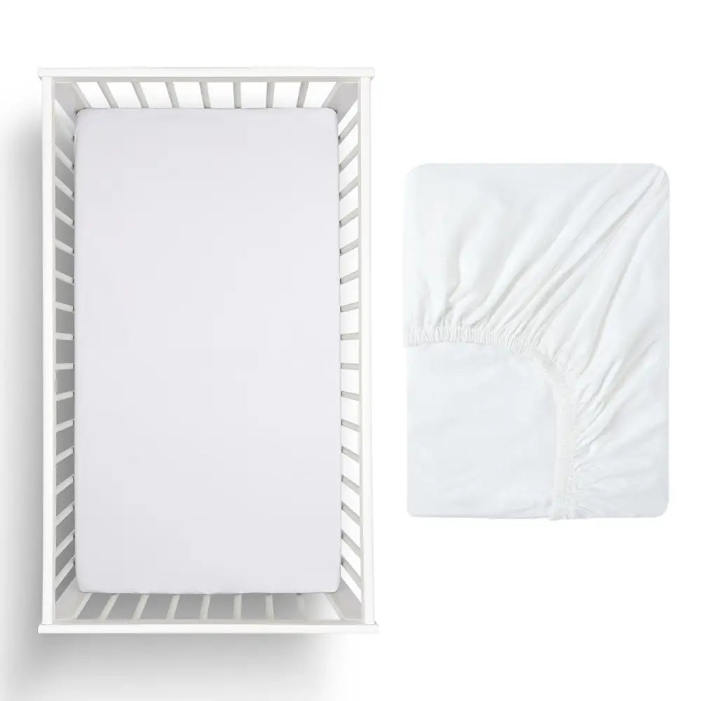 Little Gem White Eucalyptus Cotton Cot Fitted Sheet - Home & Garden > Bedding