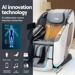 Livemor 4D Massage Chair Electric Recliner Double Core Mechanism Massager Melisa White - Furniture > Bar Stools &
