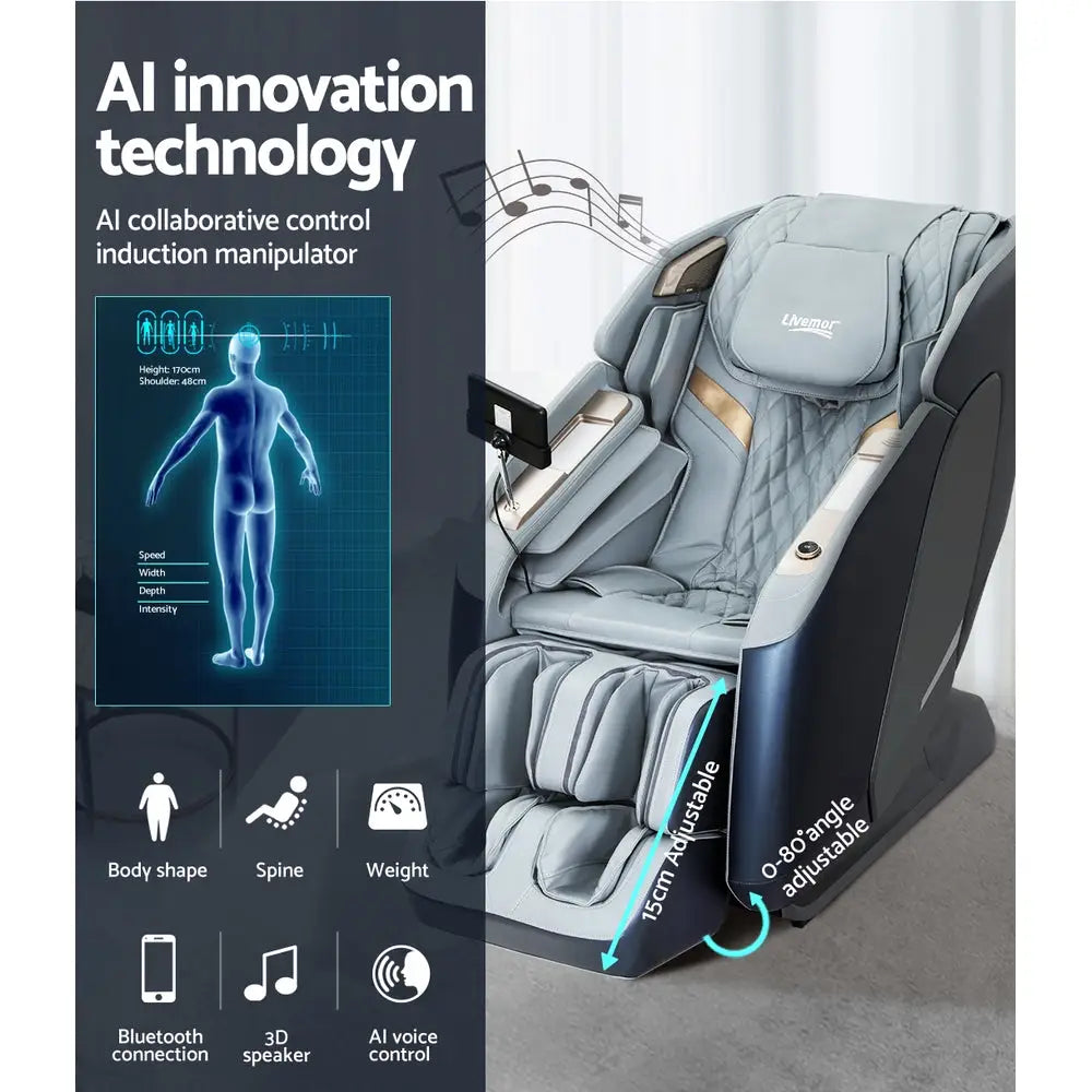 Livemor 4D Massage Chair Electric Recliner Double Core Mechanism Massager Melisa - Furniture > Bar Stools & Chairs >