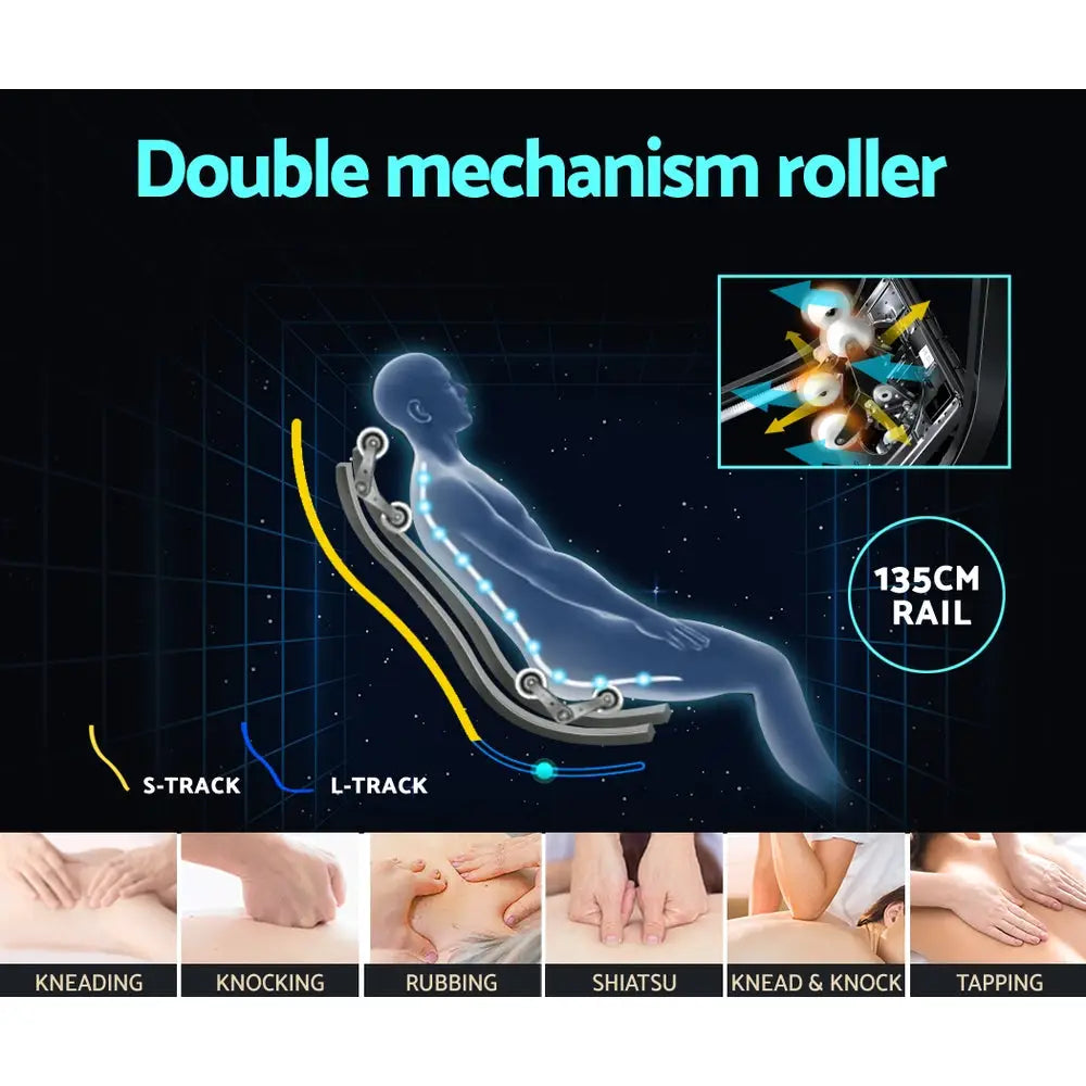 Livemor 4D Massage Chair Electric Recliner Double Core Mechanism Massager Melisa - Furniture > Bar Stools & Chairs >
