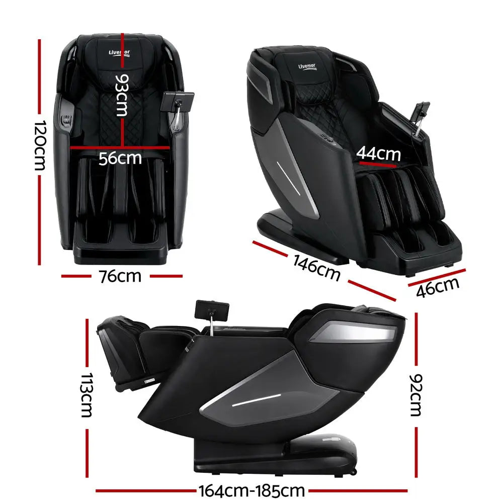 Livemor 4D Massage Chair Electric Recliner Home Massager Black - Furniture > Bar Stools & Chairs > Massage Chairs