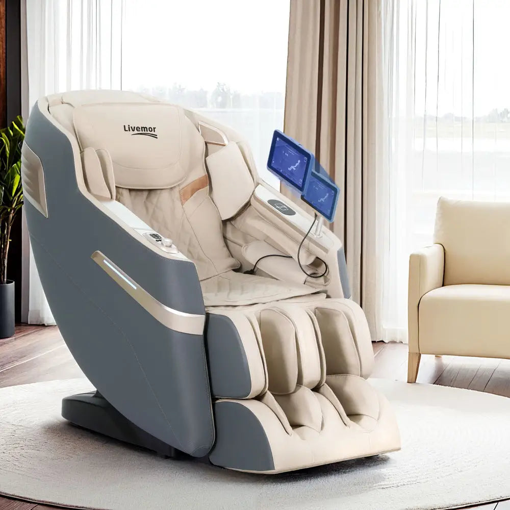 Livemor 4D Massage Chair Electric Recliner Home Massager Gray Sina - Furniture > Bar Stools & Chairs > Massage Chairs