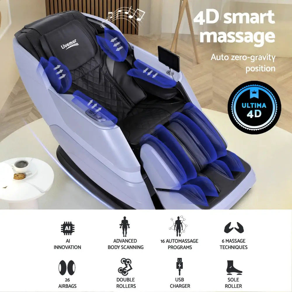 Livemor 4D Massage Chair Electric Recliner Home Massager Miraj - Furniture > Bar Stools & Chairs > Massage Chairs