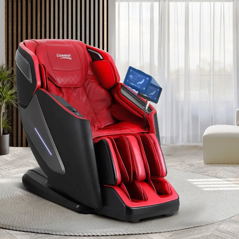 Livemor 4D Massage Chair Electric Recliner Home Massager Red - Furniture > Bar Stools & Chairs > Massage Chairs