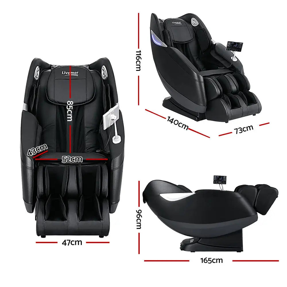 Livemor Massage Chair Electric Recliner Home 3D Massager Flynn - Black - Furniture > Bar Stools & Chairs > Massage