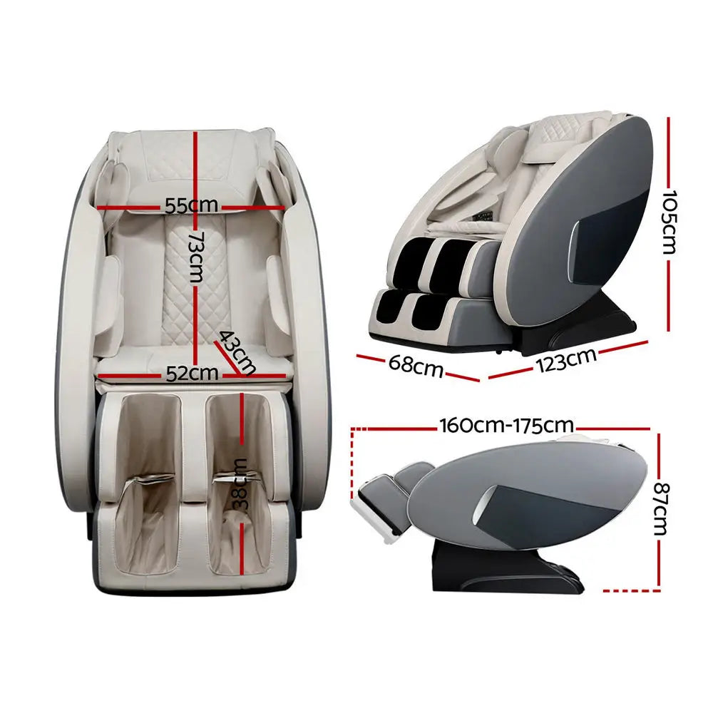 Livemor Massage Chair Electric Recliner Massager Grey Ellmue - Health & Beauty > Massage