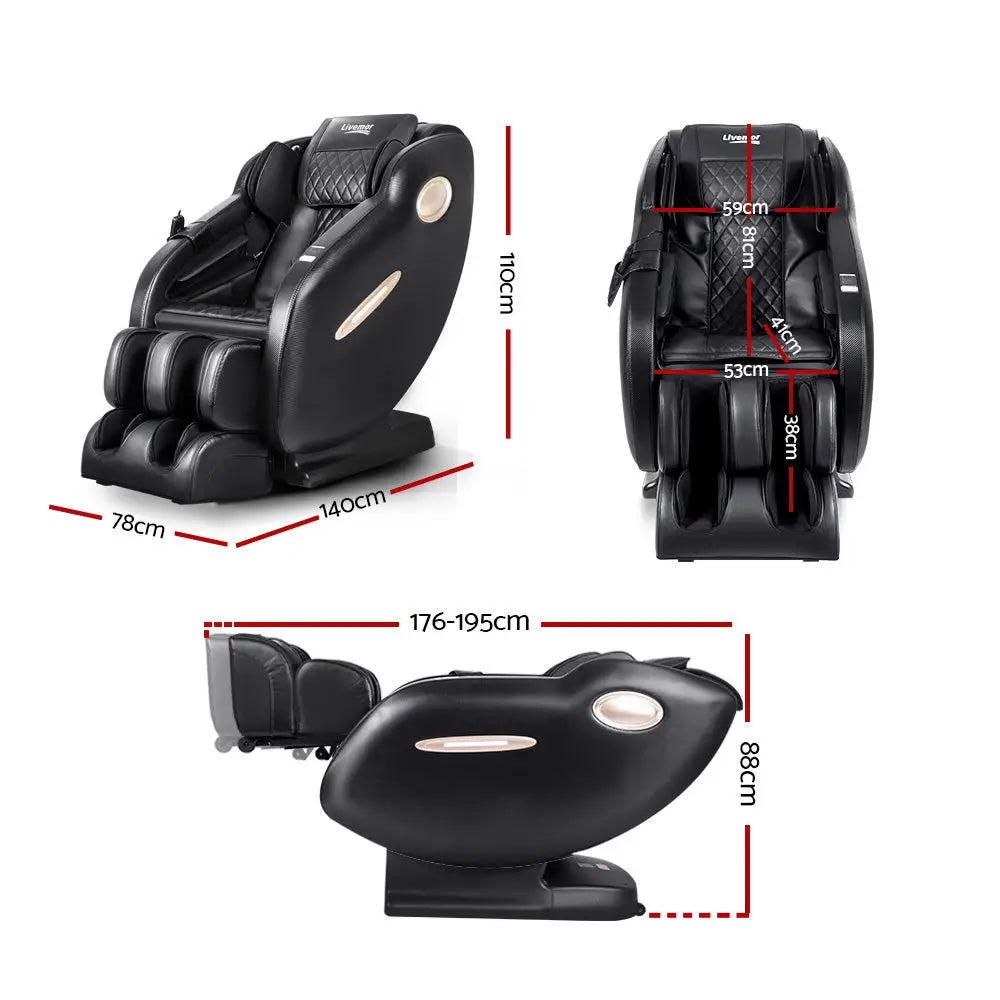 Livemor Massage Chair Electric Recliner Massager Ozeni - Black - Furniture > Bar Stools & Chairs > Massage Chairs
