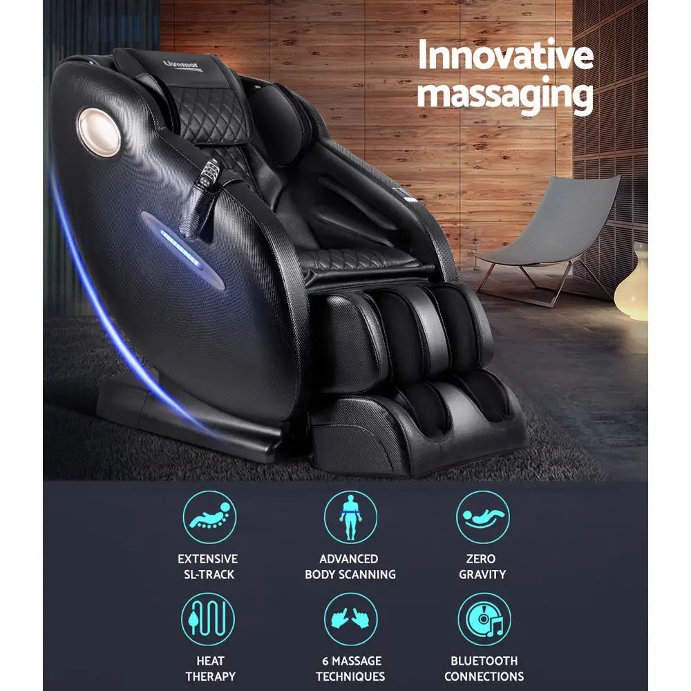 Livemor Massage Chair Electric Recliner Massager Ozeni - Black - Furniture > Bar Stools & Chairs > Massage Chairs
