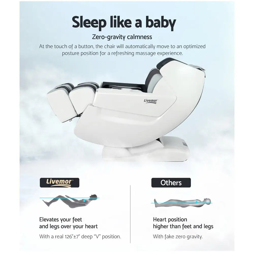 Livemor Massage Chair Electric Recliner Massager White Varitas - Furniture > Bar Stools & Chairs > Massage Chairs