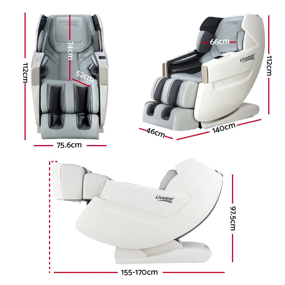 Livemor Massage Chair Electric Recliner Massager White Varitas - Furniture > Bar Stools & Chairs > Massage Chairs
