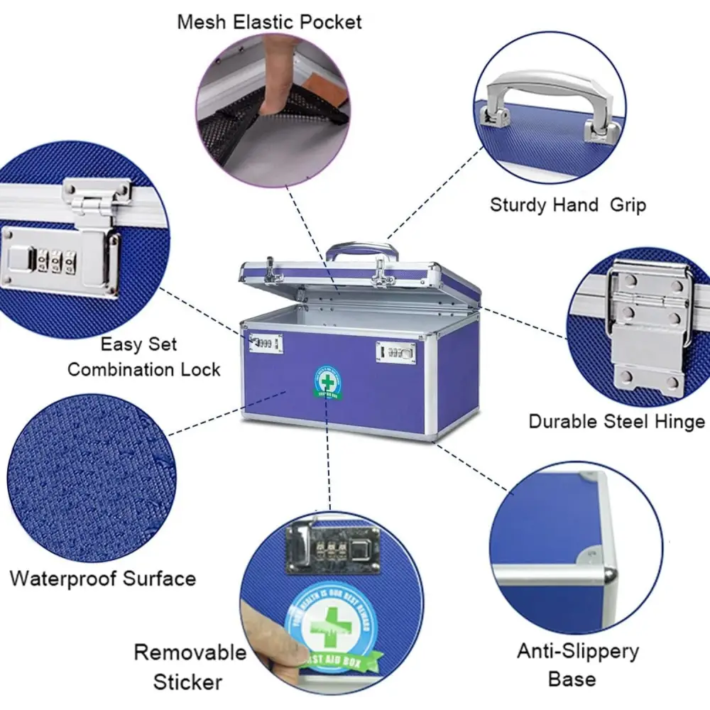 Locking Combination Medicine Box (Blue/Large) - Home & Garden > Storage