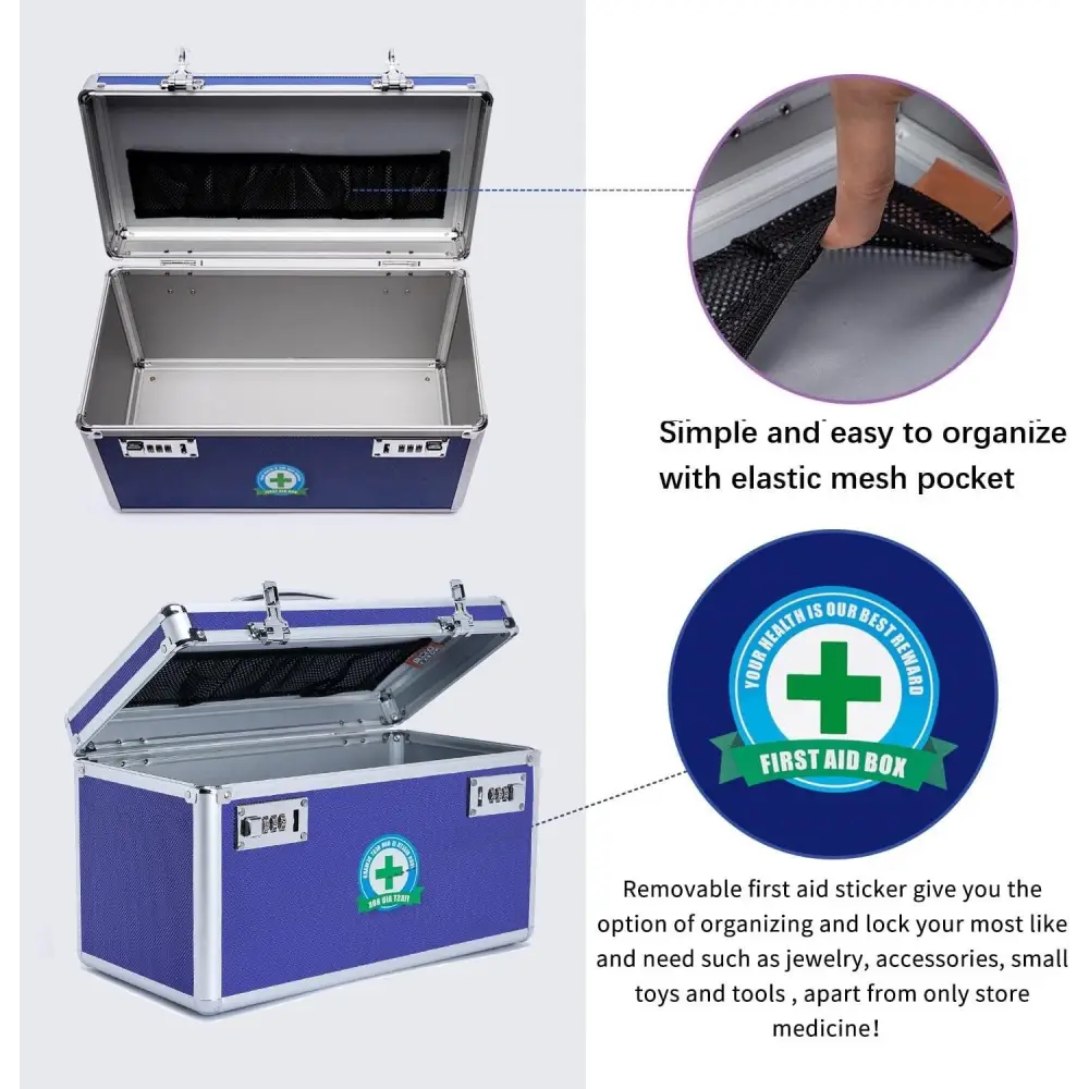 Locking Combination Medicine Box (Blue/Large) - Home & Garden > Storage