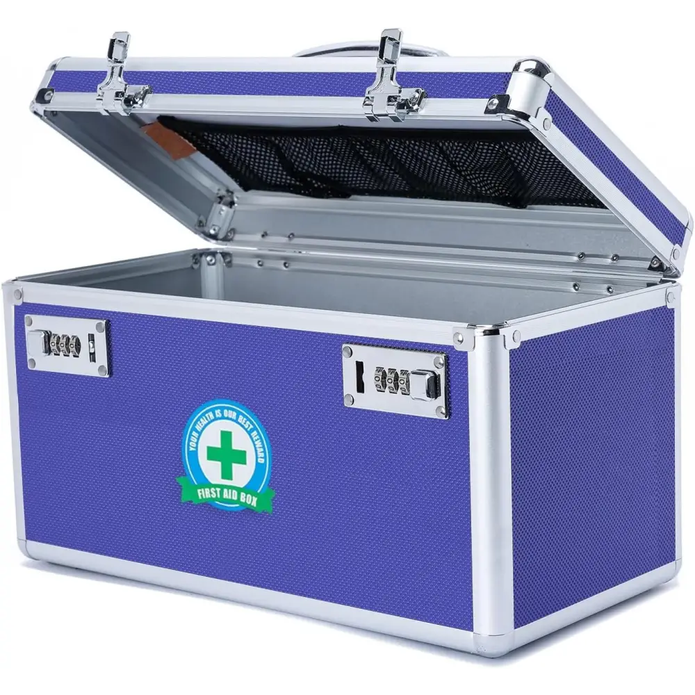 Locking Combination Medicine Box (Blue/Large) - Home & Garden > Storage