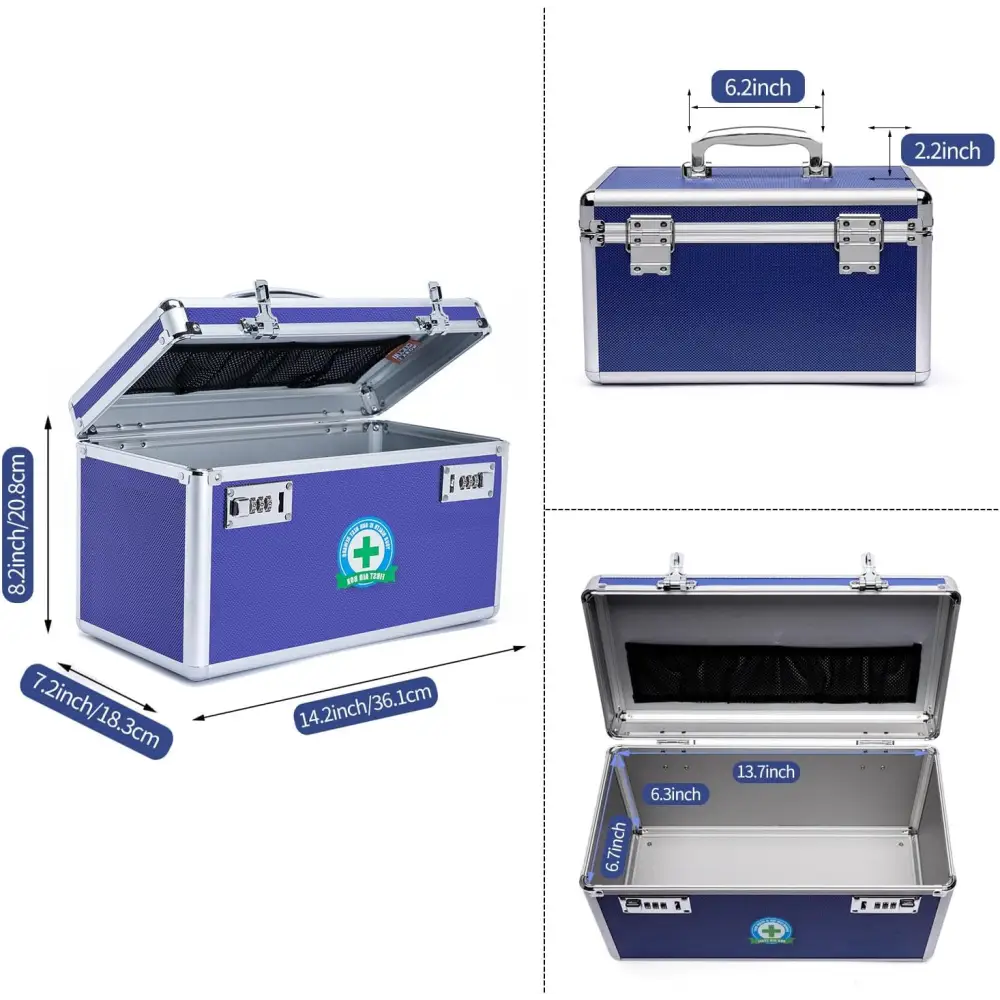 Locking Combination Medicine Box (Blue/Large) - Home & Garden > Storage